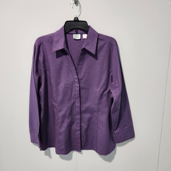Riders by Lee Women's Easy Care Button-Down Long Sleeve Purple Blouse Top- XL - Picture 1 of 6